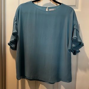 Naked zebra blue flouncy sleeve shirt top size Small